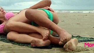big tits brazilian trans babe gets fucked outdoors on beach public sex 😍🍑