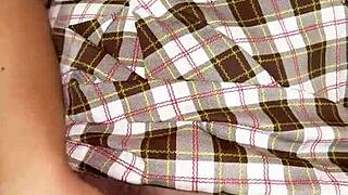 young student comes home horny from school rubs tight pussy to orgasm