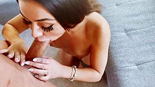 big dick impales moaning brunette teen's wet pussy pov rough!