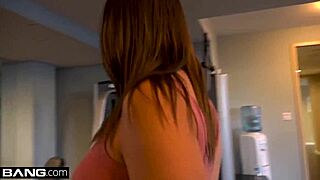 brunette teen ashley adams with big tits and ass gets fucked hard by group in public gym outdoor orgy