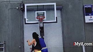 ebony milf's tight ass bounces sexy on that basketball court ride