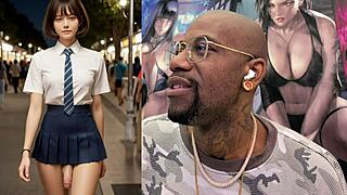 trans asian gamer girl's tiny cock jerked till massive cum explosion