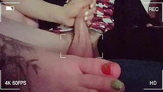 PrettyFeetElite Strokes Hubby's Friend's Big Cock Feet