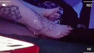 PrettyFeetElite Strokes Hubby's Friend's Big Cock Feet