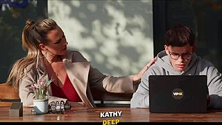 mature nerd grabs big tits milf for first time shaved pussy pounding