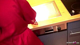 german teen elisa's one night stand turns into kitchen pov facial after berlin fuck