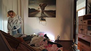 Super Hot Petite Blonde Cheerleader Flashes Tits And Shaved Pussy In Miniskirt