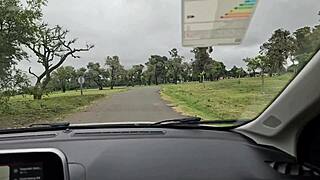 We Suck Huge Cock in Car and Swallow Street Creampie Load!