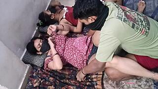 Indian wife shares husband threesome creampie with teen stepsis