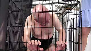 blonde slave screams in kitchen cage as domme canes her confessions