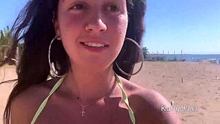 18yo kinks out peeing panties on public beach then squirts sunbathing