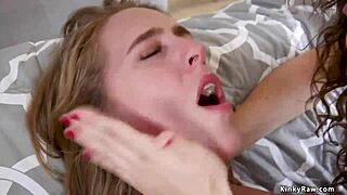 vampire stepsiblings dominate and throatfuck bound babe in kinky bdsm threesome