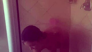 soaping my pierced nipples slow in steamy shower tease