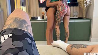 Two naughty friends dragged me to the flat and i pounded their wet pussies until i filled their hungry mouths with my hot cum