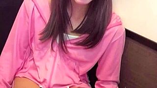 Japanese Crossdressing Ladyboy Masturbates with Pantyhose Net on Crotch in Solo Anal Tease Video