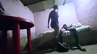 elle works him solo as he lies back yelling yeah keep going continue