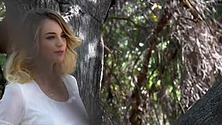 Blake Eden fingers shaved pussy and ass in fishnets heels