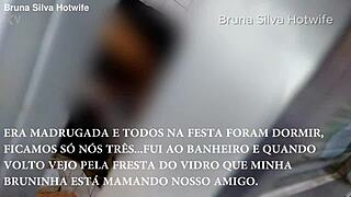 hey bruna silva got bareback pounded after the cuckold's party by the bull