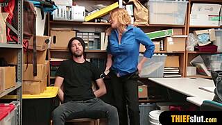 hey hot blonde milf guard, you gonna fuck this thief's cock doggy or bend over for his burglar pounding?