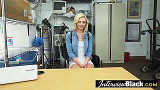 look at this slutty blonde teen's tiny tits jiggle while bbc boss rams her hardcore! 🍆💥