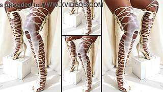 Damn, these hot heels and legs dripping with massive cumshots everywhere