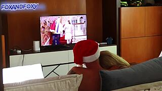 Caught on cam hard anal Christmas assfucking ends in creampie