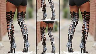 Damn, these hot heels and legs dripping with massive cumshots everywhere