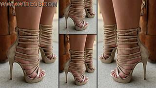 Damn, these hot heels and legs dripping with massive cumshots everywhere