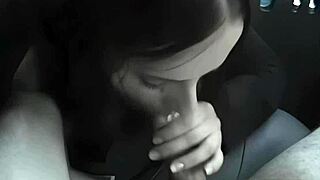 busty teen amateur chokes on fat cock parked in car