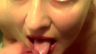 horny milf swettysvett deepthroats after sweaty bathroom workout