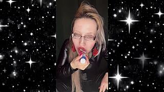 Sissy Bimbo Cries in Lipstick Obeying Femdom Jerk Instructions