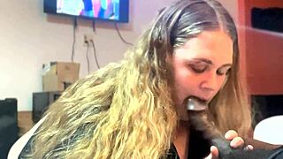 Overwhelmed by Crazy Sloppy Blowjob from Tall BBW Step Sister