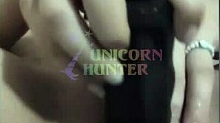 Watch this cute Brazilian stuff black dildo deep in her tight pussy!