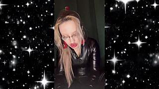 Sissy Bimbo Cries in Lipstick Obeying Femdom Jerk Instructions