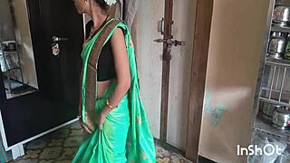 Village Bhabhi Shivani Teases in Green Saree Before Wild Reveal!