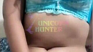 Watch this cute Brazilian stuff black dildo deep in her tight pussy!