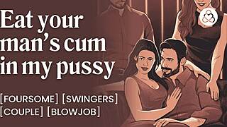 wild swinger club orgy hubby shares wife for creampie eating lesbian cumswap pov action