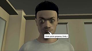 Blonde teen babysitter with small tits seduces in emotional cartoon animation scene