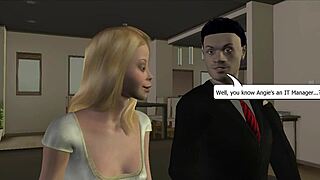 Blonde teen babysitter with small tits seduces in emotional cartoon animation scene