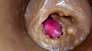 Watch me inject huge sperm load right into her pussy with this toy cam up close 4K!