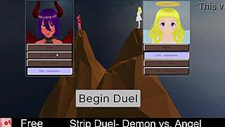 demon angel strip duel turns erotic with ripped clothes