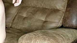 pregnant redhead milf so horny and wet she begs for couch fucking