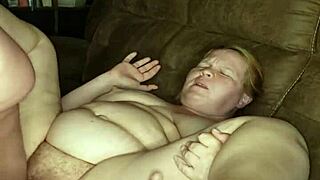 pregnant redhead milf so horny and wet she begs for couch fucking