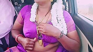 indian housewife saree car sex with driver dirty talk beautiful natural tits orgasm rimjob