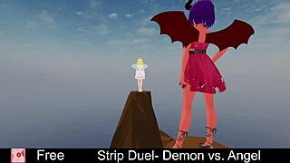demon angel strip duel turns erotic with ripped clothes
