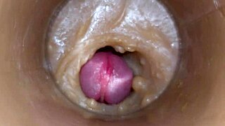 Watch me inject huge sperm load right into her pussy with this toy cam up close 4K!