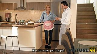 mature lynna nilsson in kitchen helps young guy lose virginity