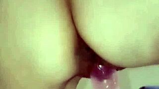 skinny milf rides cowgirl dildo close up cumshot solo masturbation femdom toys pussy