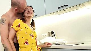 i seduced my friend's skinny brunette gf in panties. bent her over kitchen fucked doggystyle hardcore