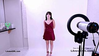 Shy Brunette Model Seduces Producer Cock on Audition Sofa